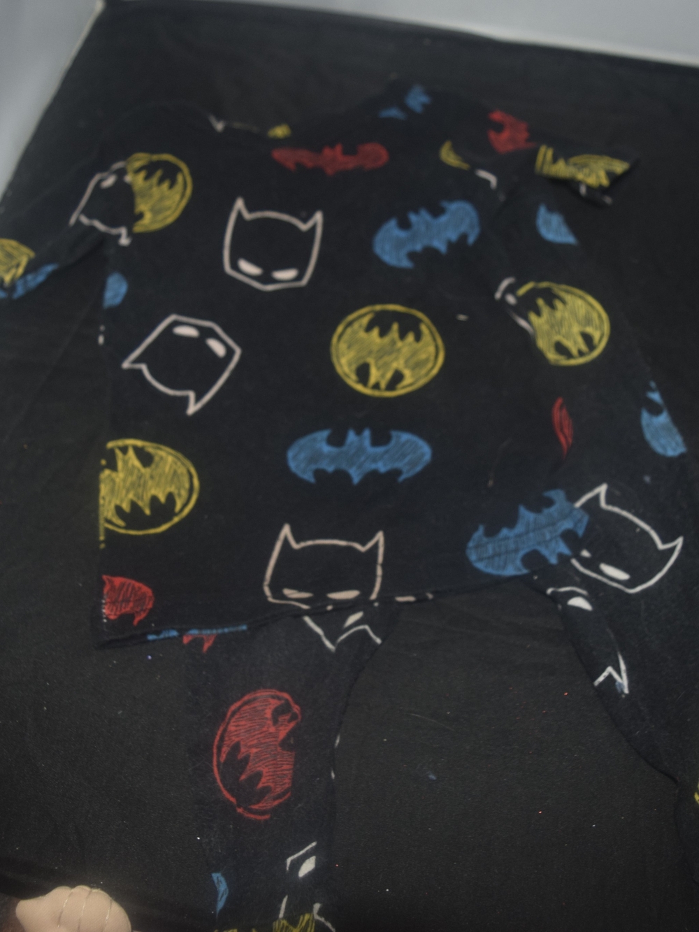 Kids Batman-Themed Black Pajama Set - Multi Color Logos 18 Months